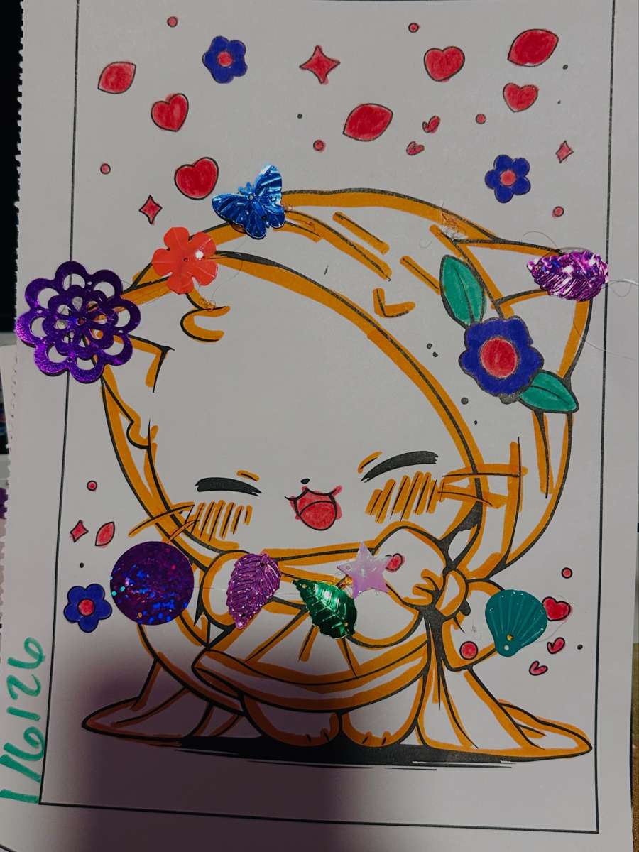 cat bedazzeled homemade art