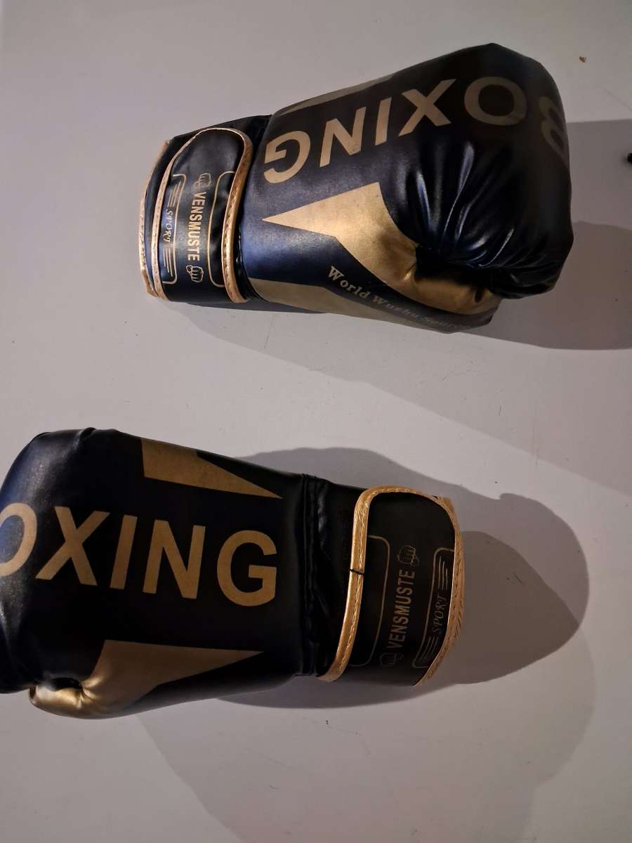 boxing bag and gloves