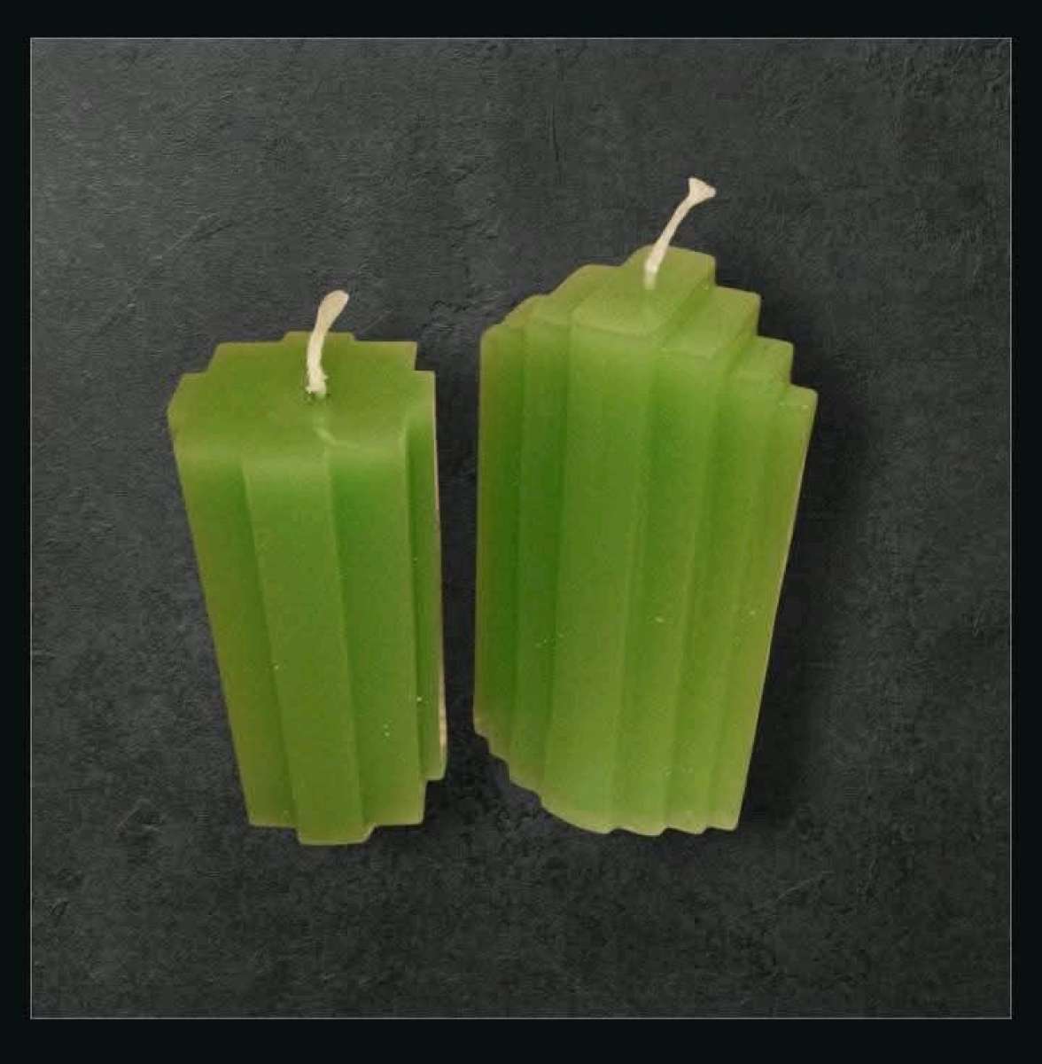 Green Geometric Candle Design