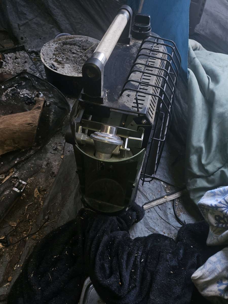 propane heater  and hook up that connects to a big tank