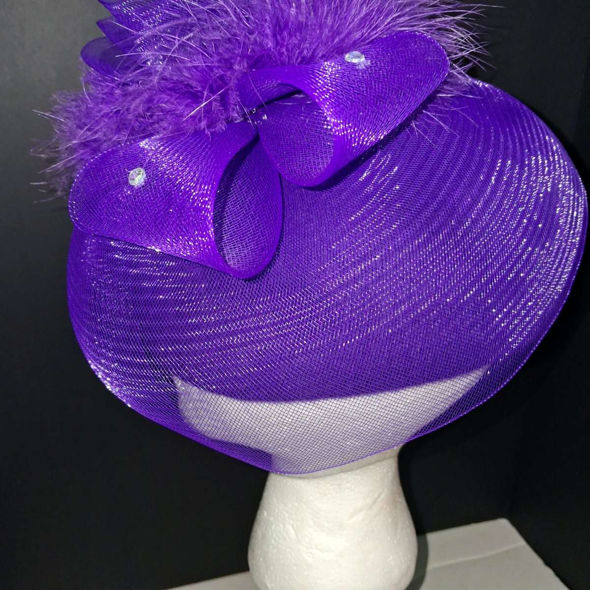 Woman Fancy formal hat worn once purple embellished