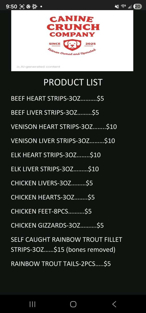 High quality freezedried dog treats