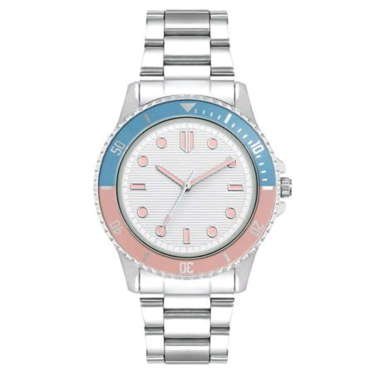Time and Tru Womens Watch Silver Tone Adjustable Links Pink