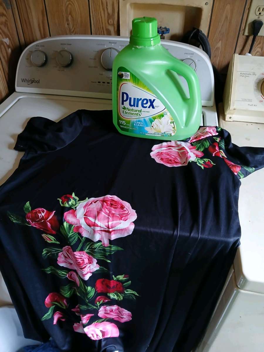 1x Black Dress With Pink and Red Flowers