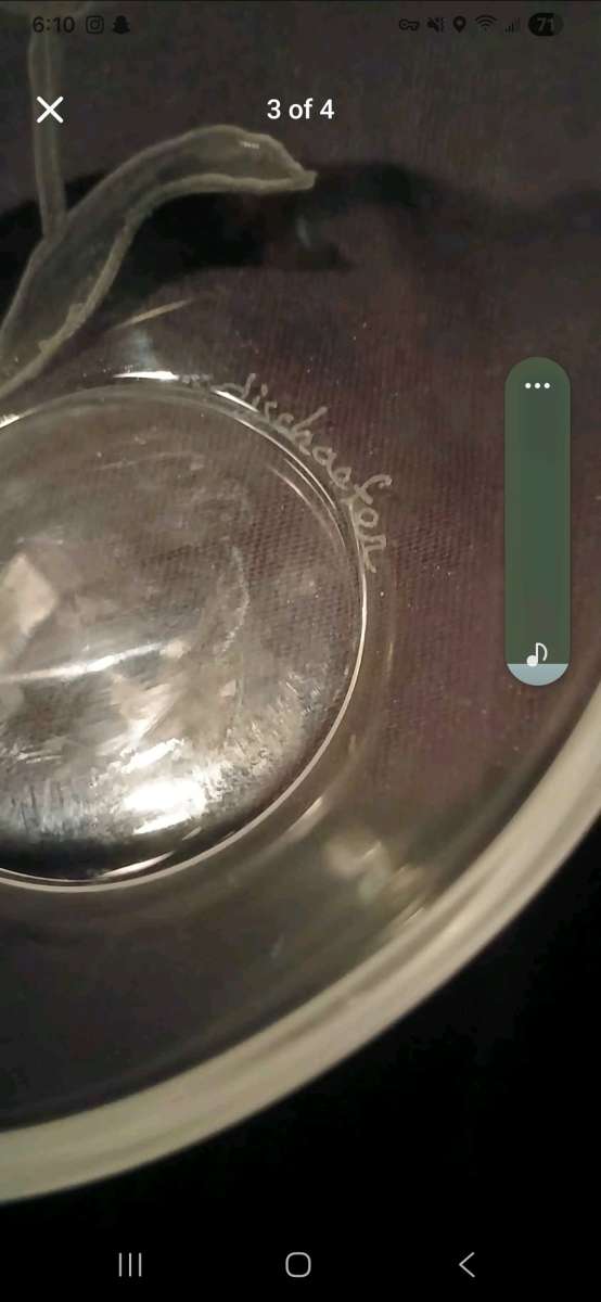 teleflora glass bowl with frosted etched tulips signed