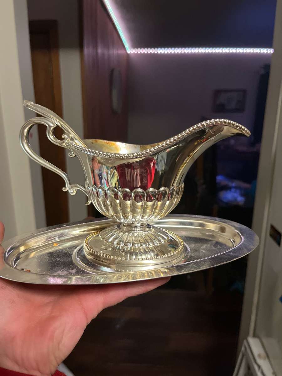 silver plated gravy boat