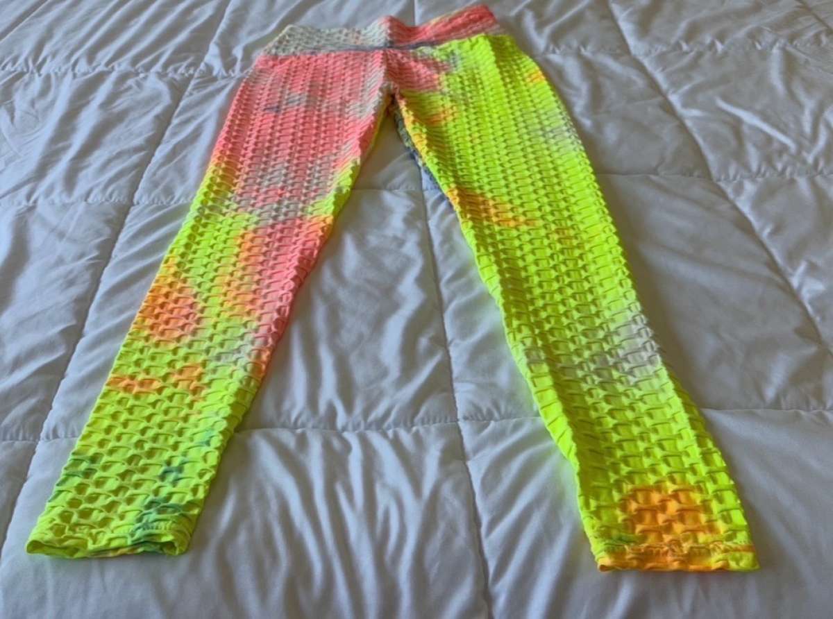 Neon TieDye Textured Leggings  Neon Green Tank Top Set  Fest