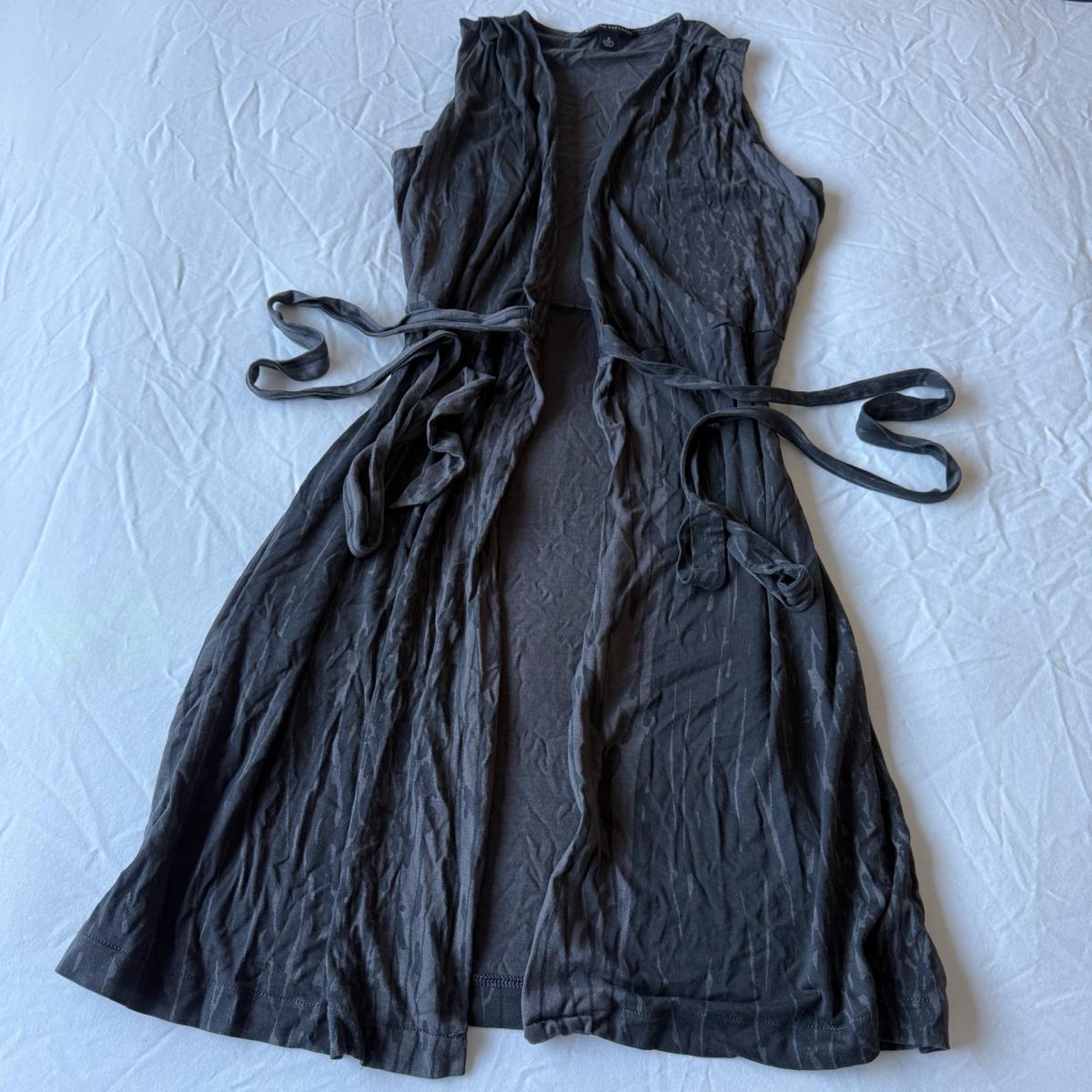 Banana Republic 70 Silk Sleeveless Long Duster Vest  Charcoa