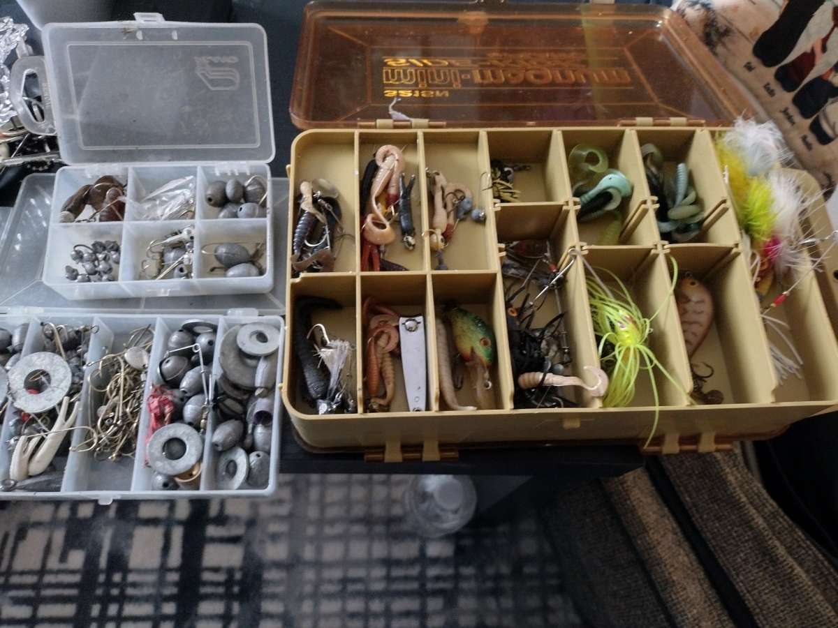 fishing lures and hooks and weights