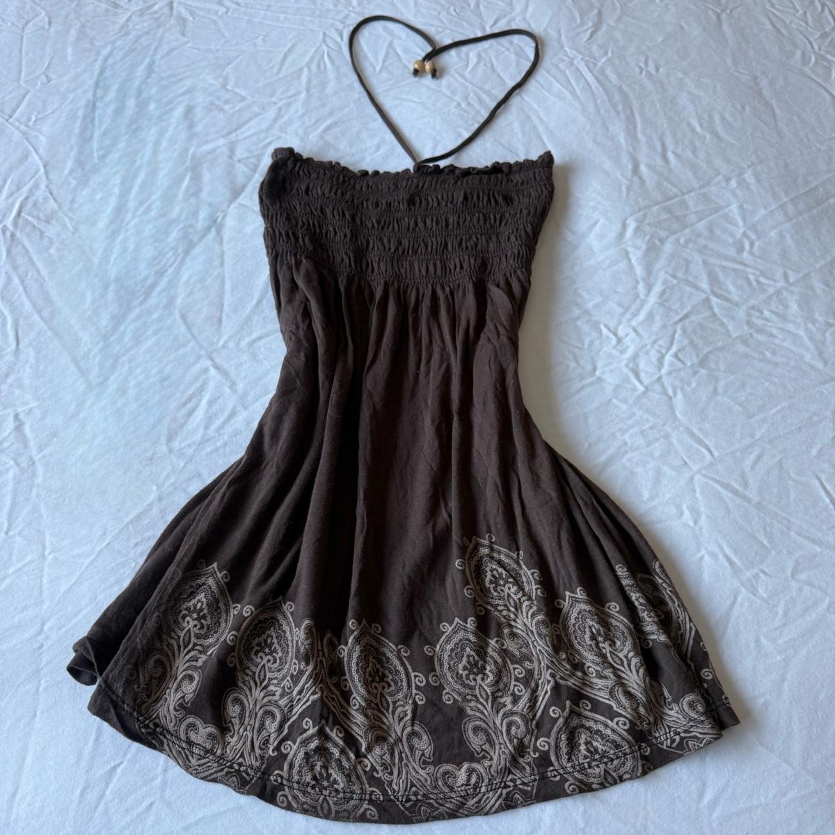 Chocolate Brown Halter Babydoll Top  Y2K Summer Vibes Small