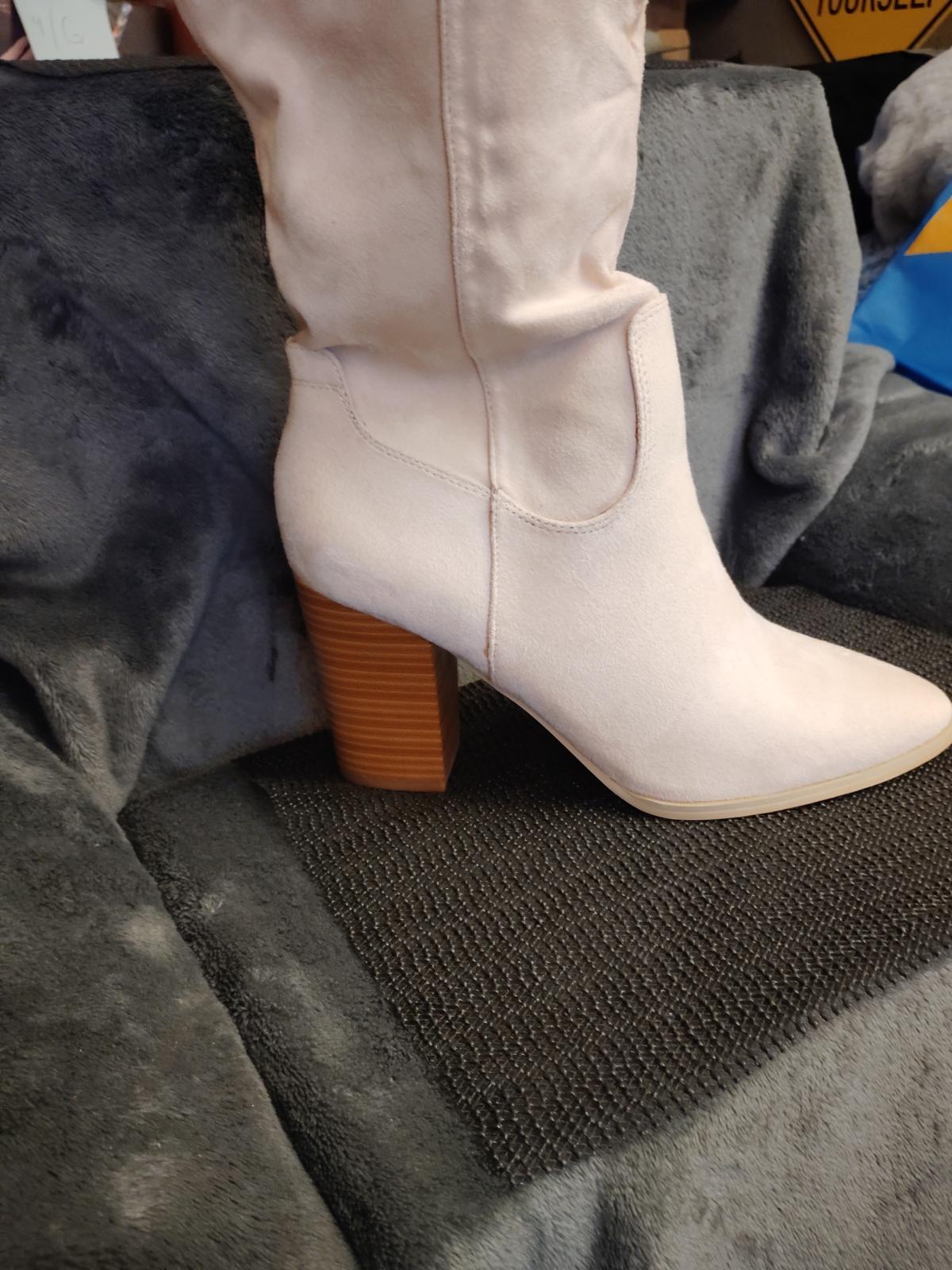 Coutgo Womens Faux Suede Knee High Stretch Winter Boots Side Zipp Size 8