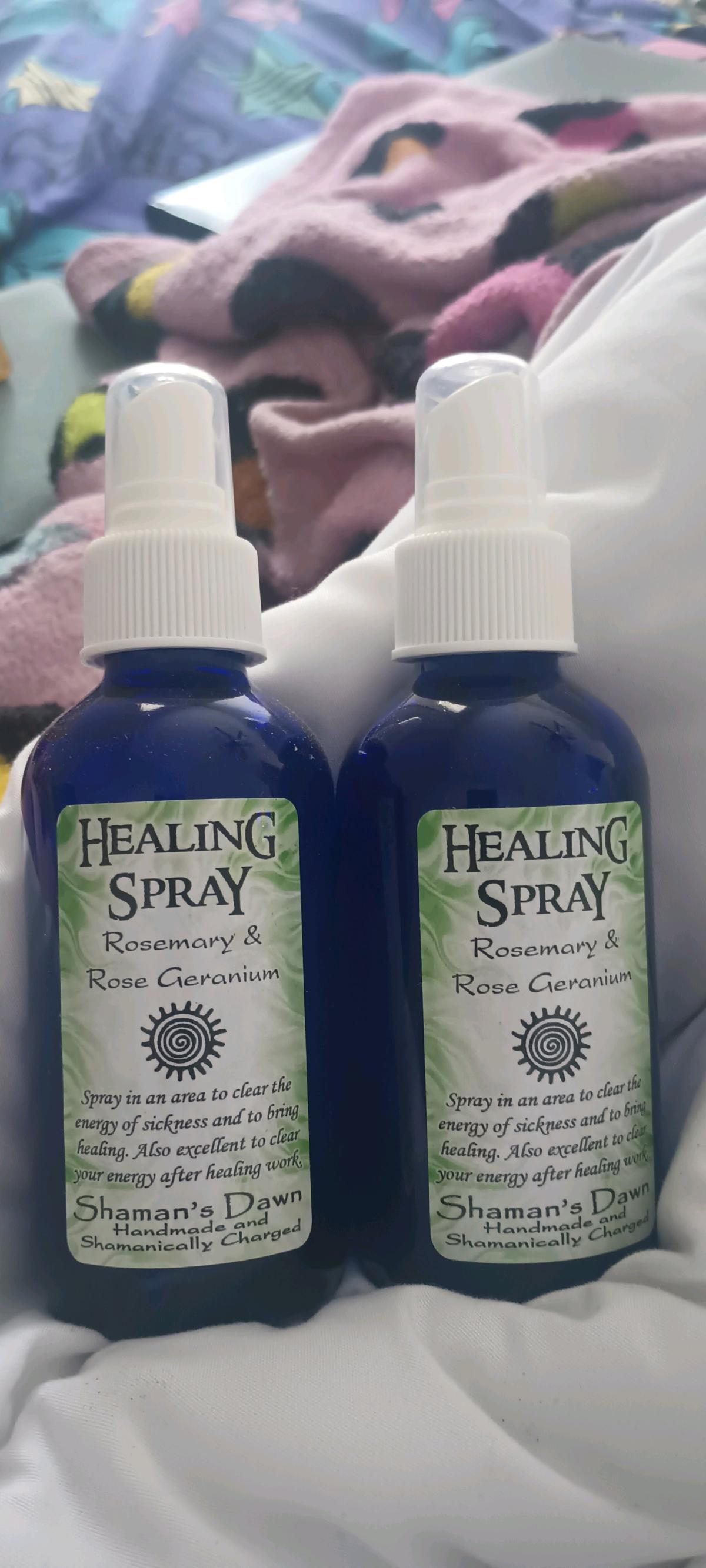 2 Healing sprays Blue glass bottles