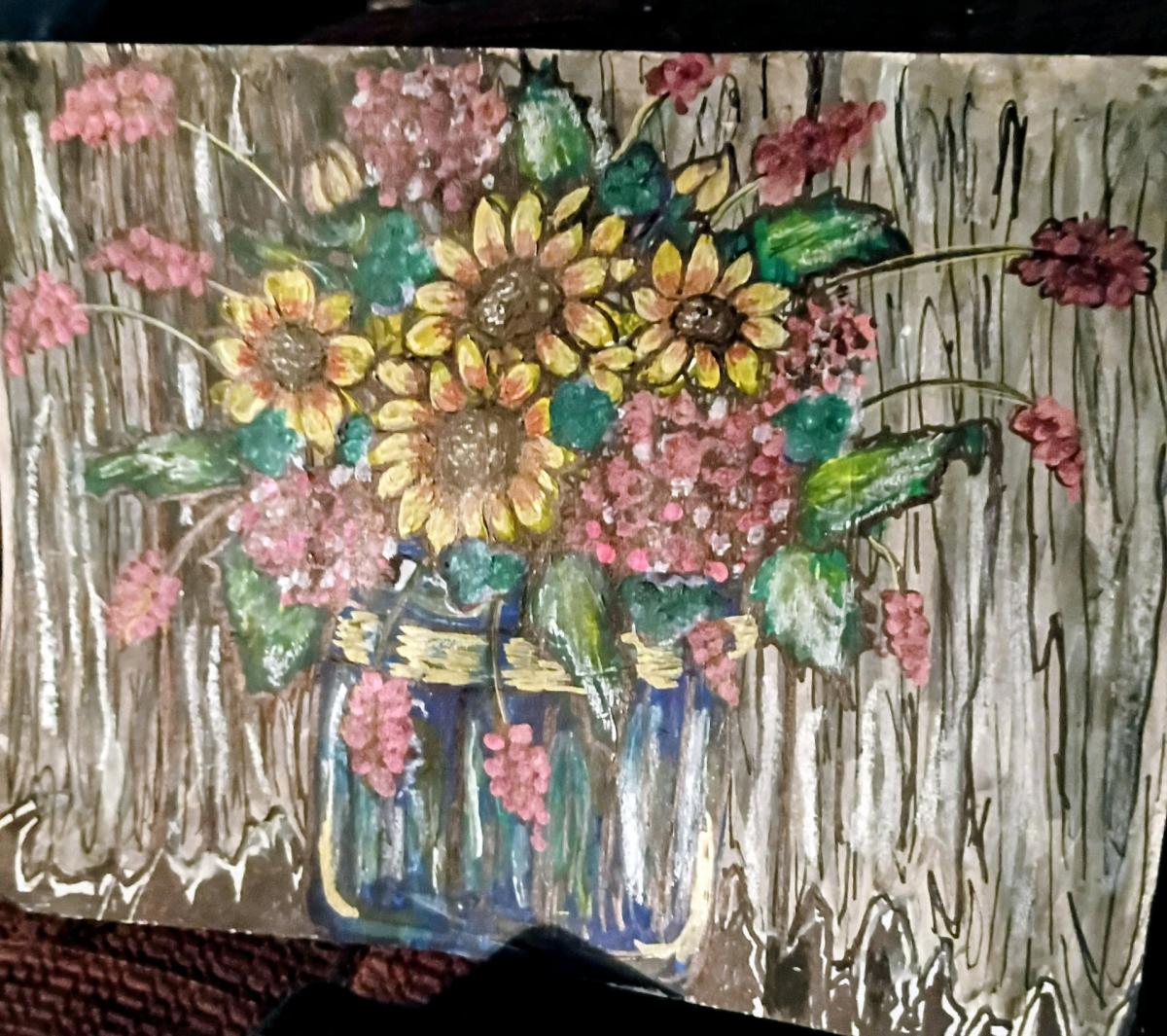 country flowers just painted