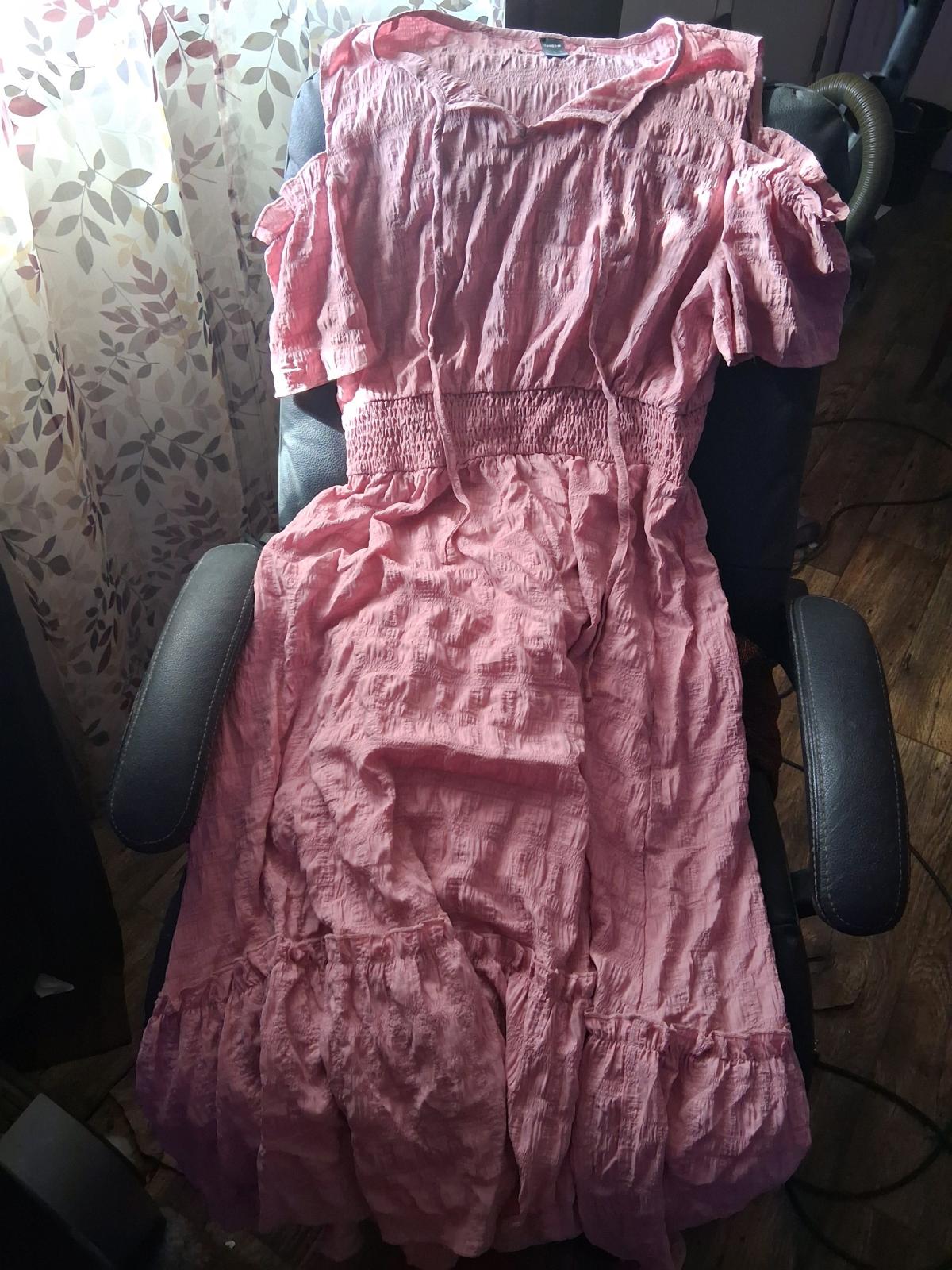 off the shoulder long pink dress