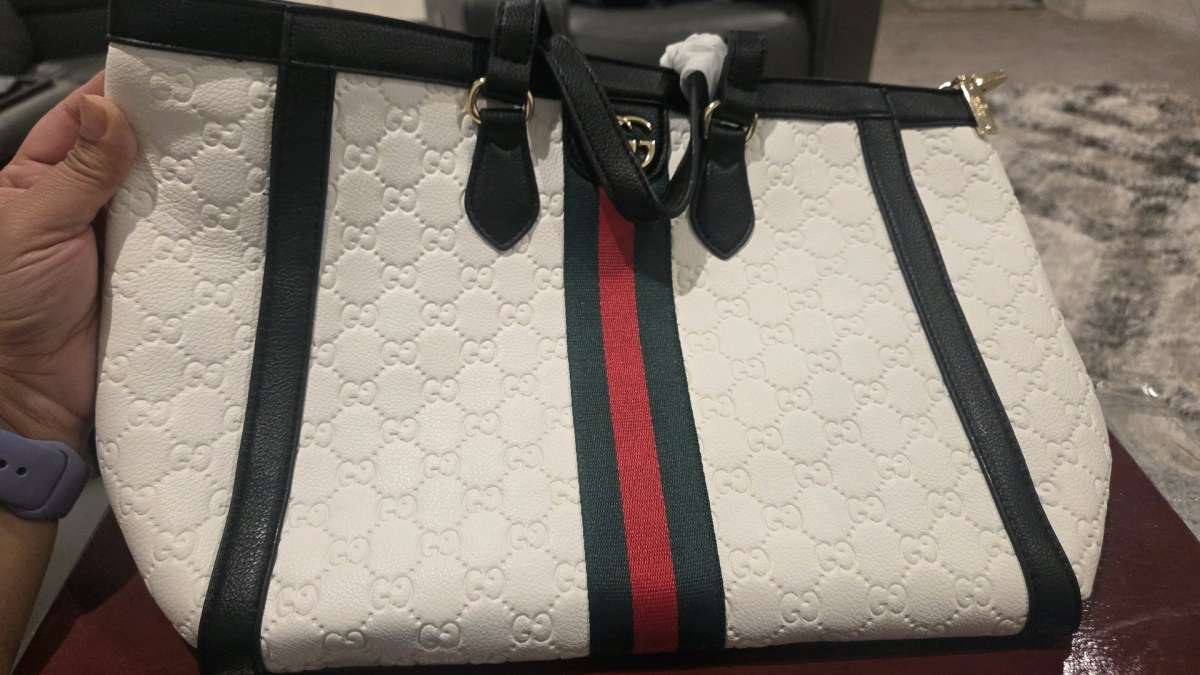 Designer Style White Tote Bag  New Condition