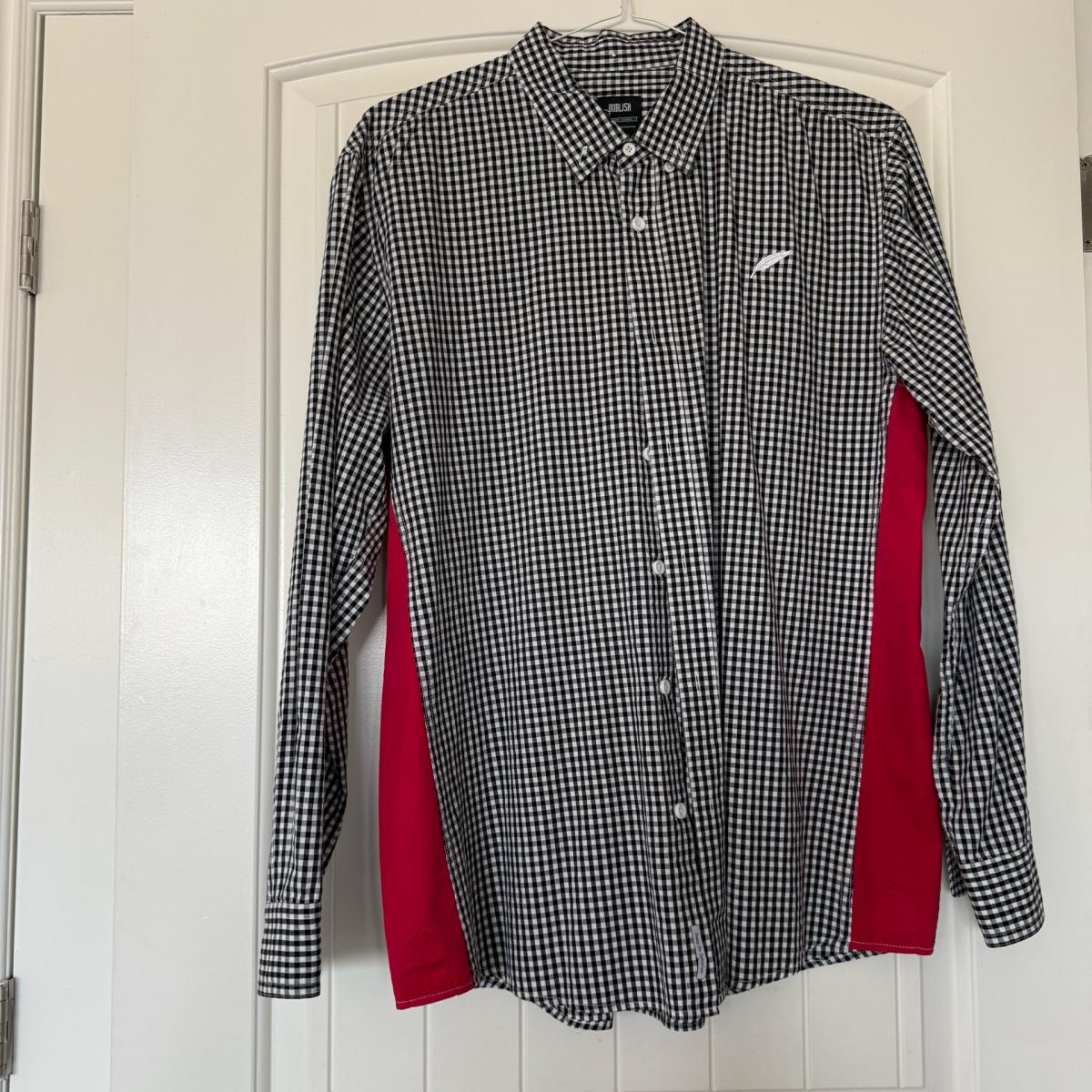BRAND NEW XL Publish Black  White Gingham Shirt w Red Side P