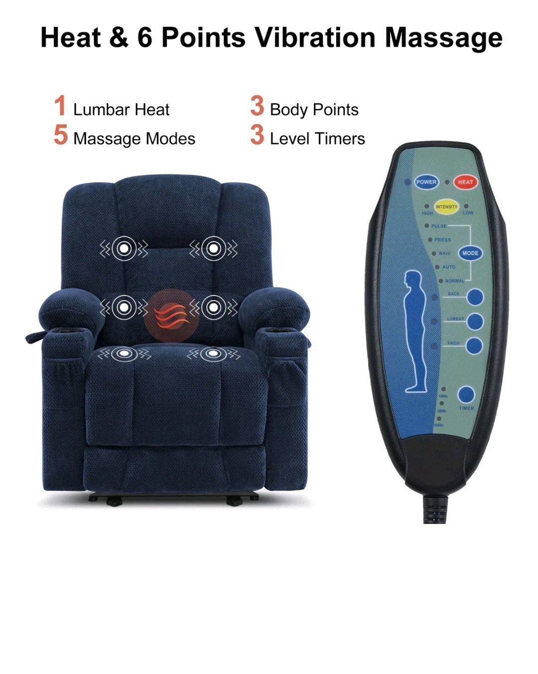 MCombo Electric Power Recliner Chair with Massage  Heat Plus