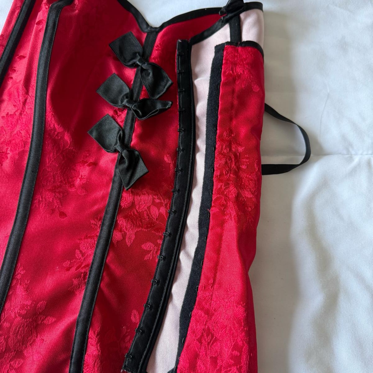 Fredericks of Hollywood Red Satin Floral Corset  Worn Once S