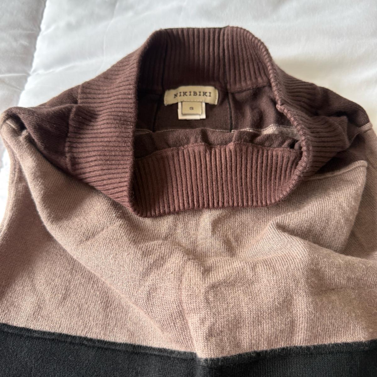 Nikibiki Colorblock Knit Midi Skirt  Brown Neutral Stripe St