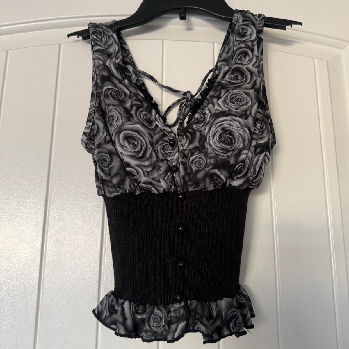 Gothic Rose LaceTrim CorsetStyle Top  Romantic Grunge  Y2K