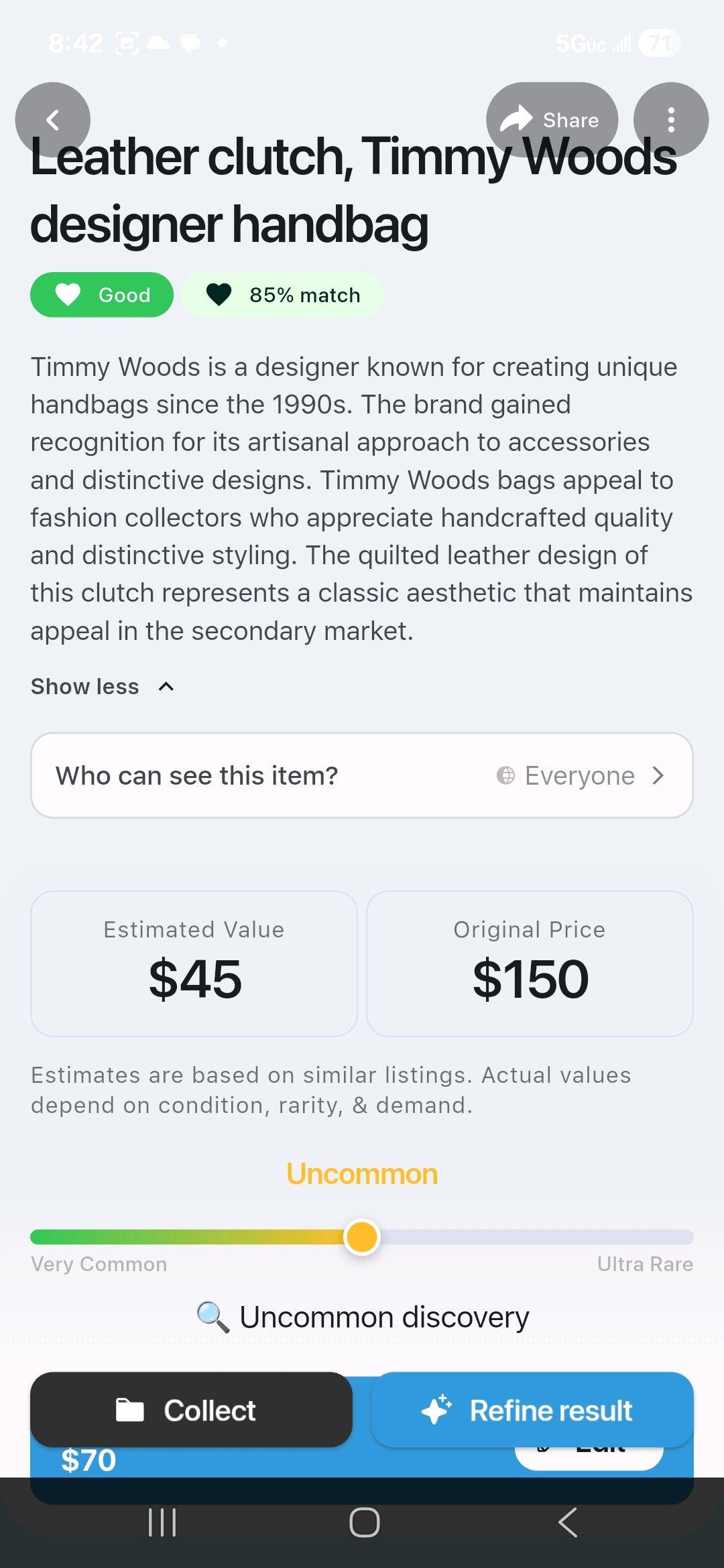 Timmy Woods Leather Clutch Handbsg