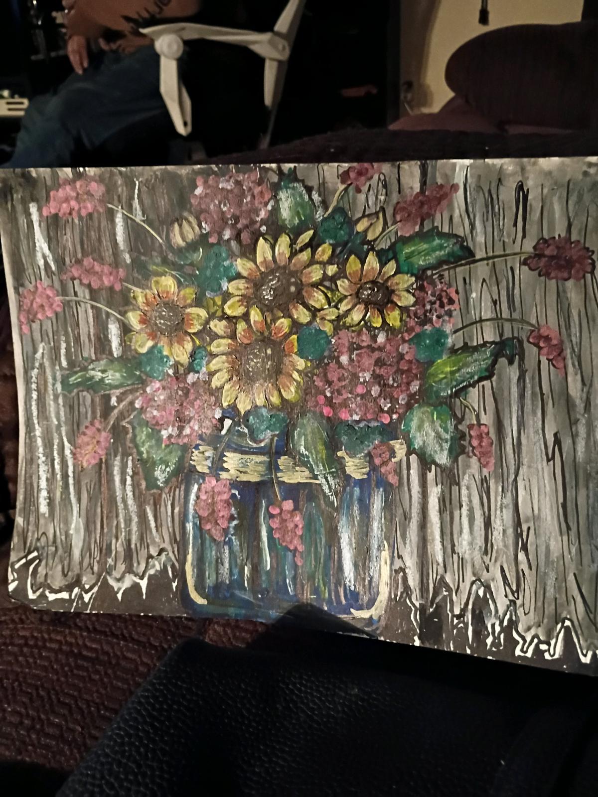 country flowers just painted