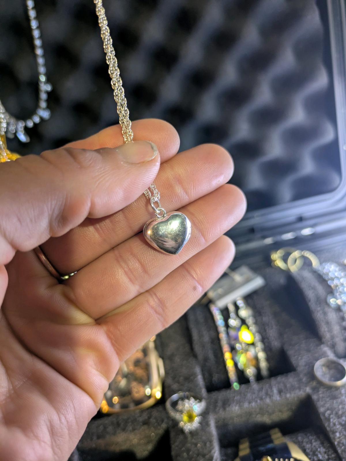 Silver Colored Heart Locket Necklace