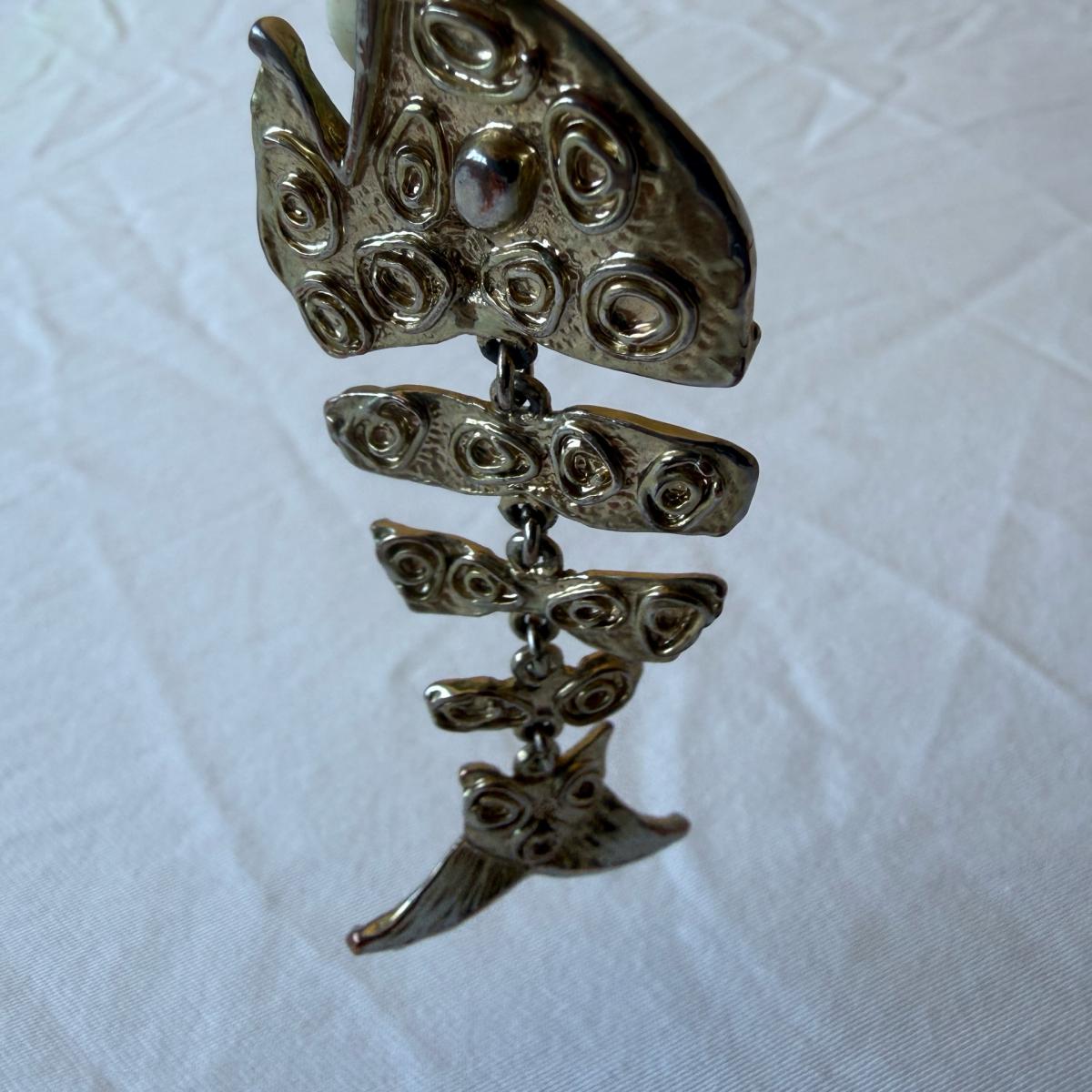 Vintage 1980s Gold Tone Sculptural Statement Earrings  Bold