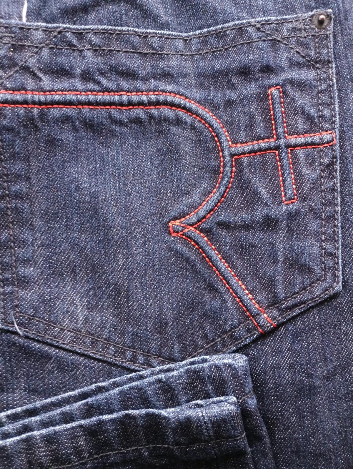 Y2k Rocawear Jeans Embroidered Pocket Baggy Wide Leg Size 38