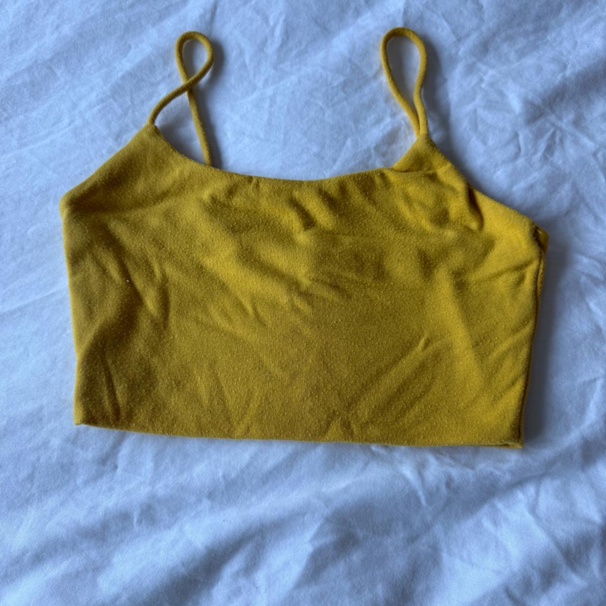 Mustard Yellow Velvet Cropped Camisole Tank Small