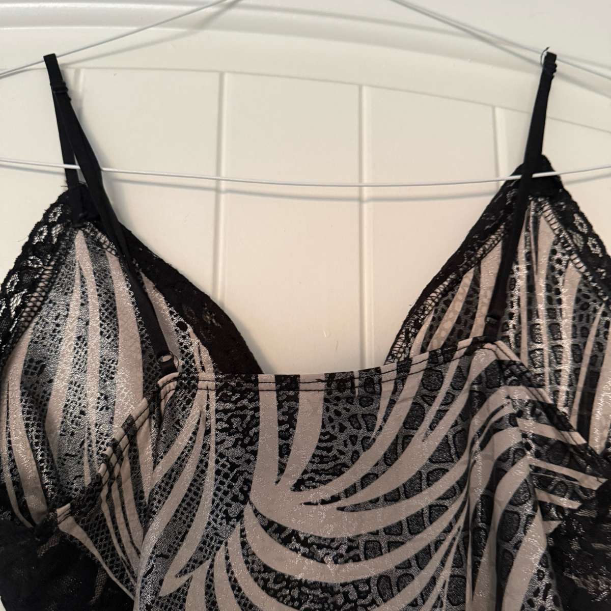 Animal Print Black Lace Tank with BuiltIn Padding S