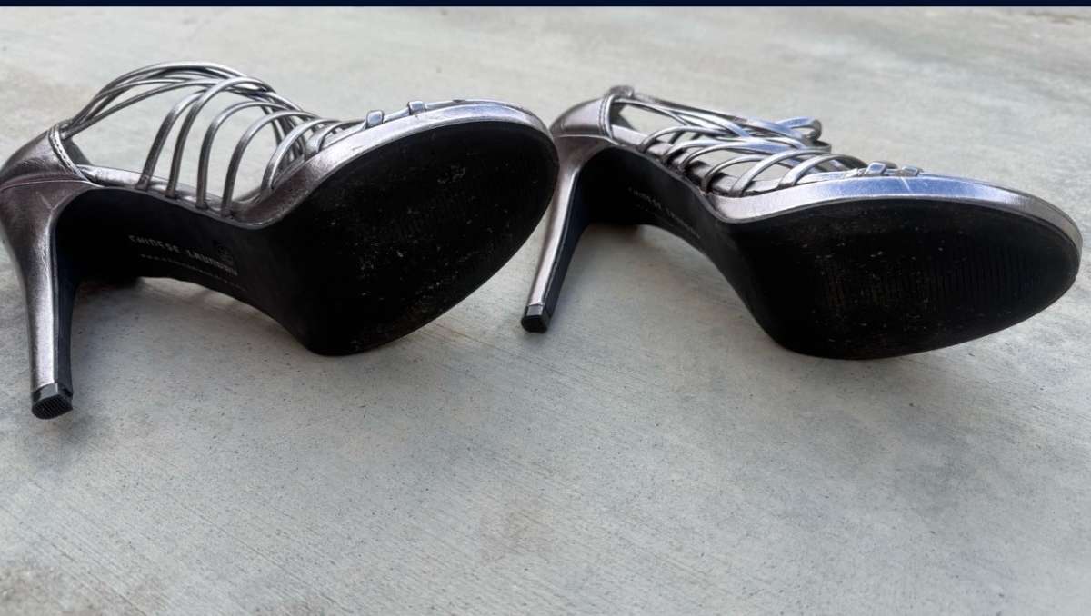 Chinese Laundry Metallic Strappy Stiletto Heels  Back Zip  W