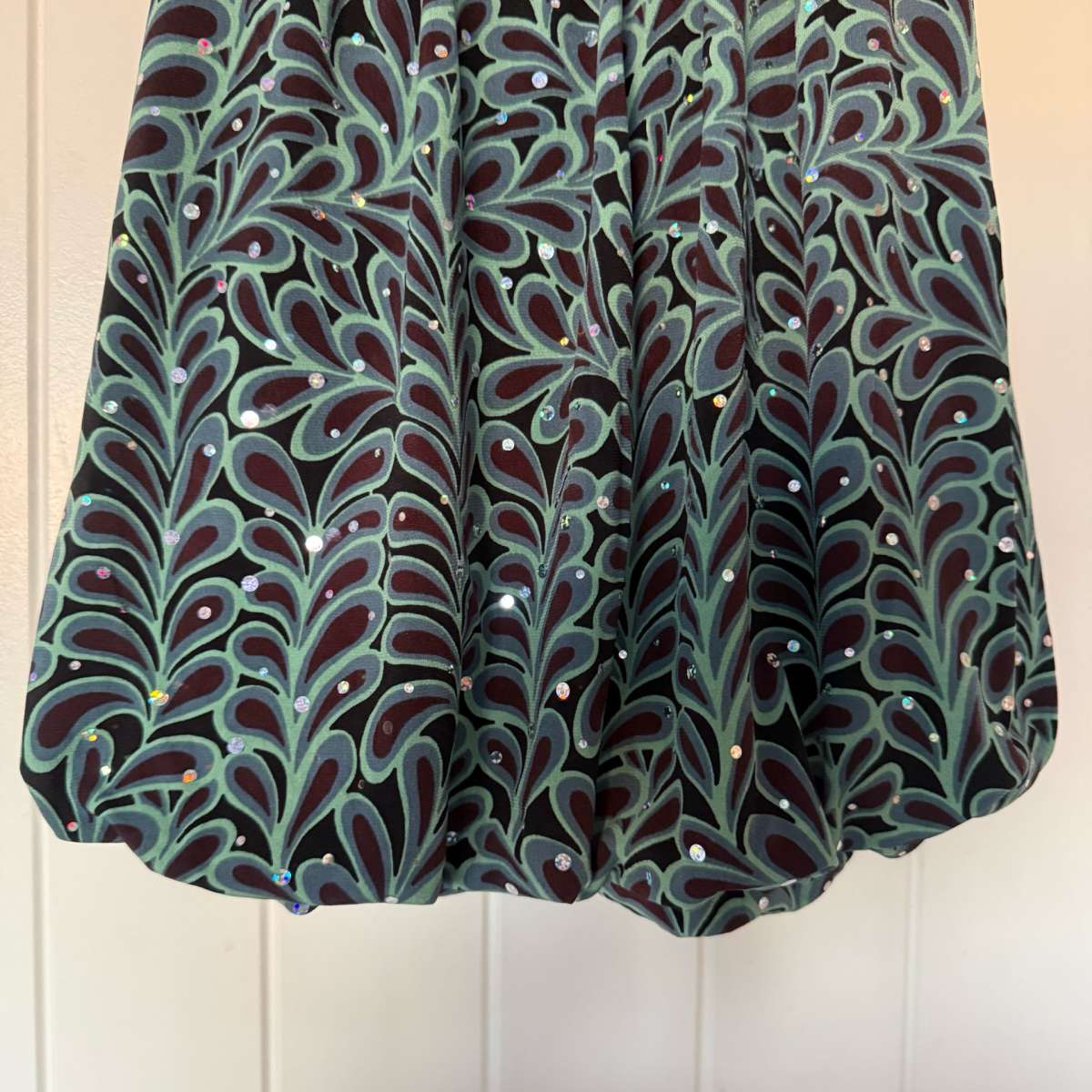 Strapless Teal  Black Sparkle Cocktail Dress with Satin Wais