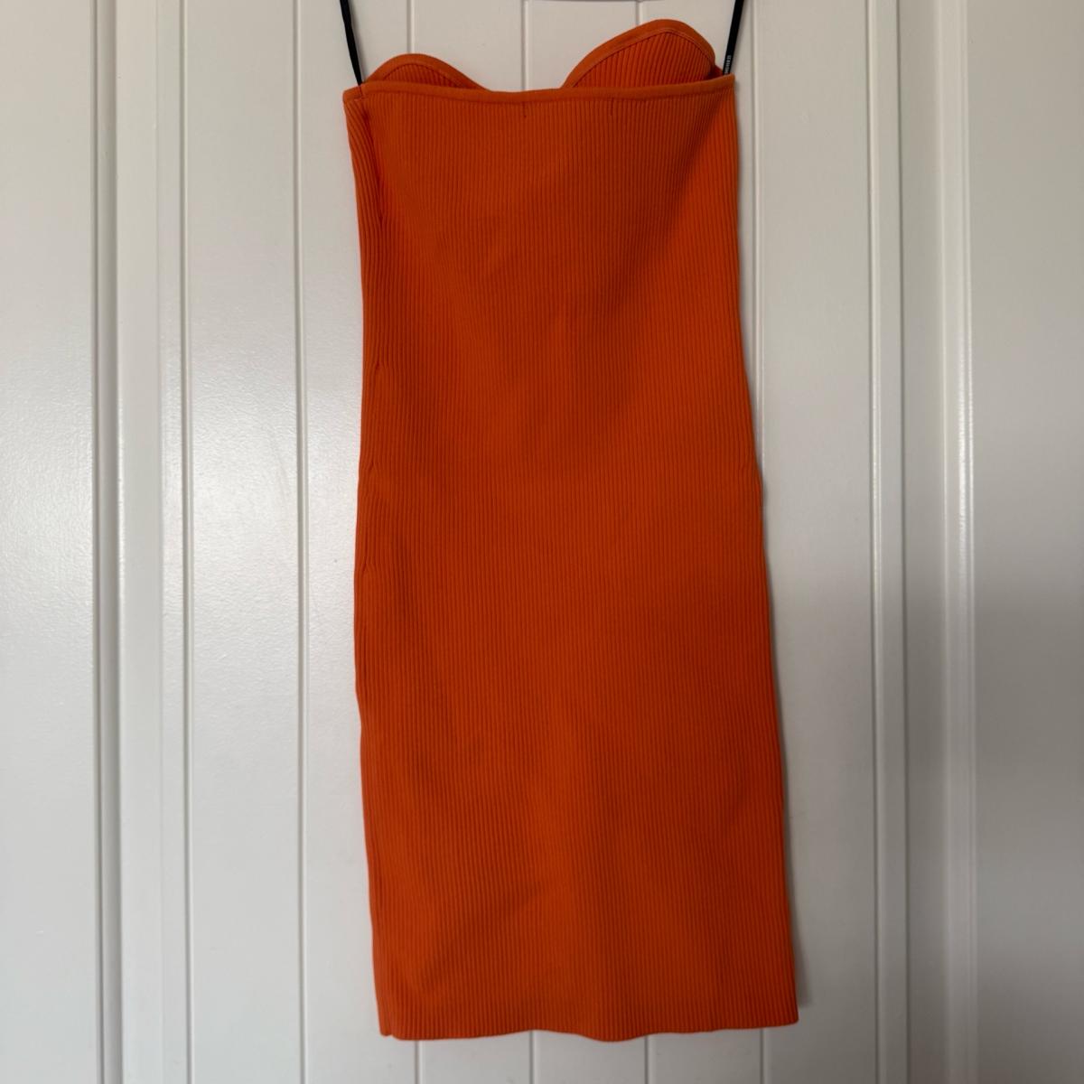 Forever 21 Ribbed Bodycon Midi Strapless Dress  Burnt Orang