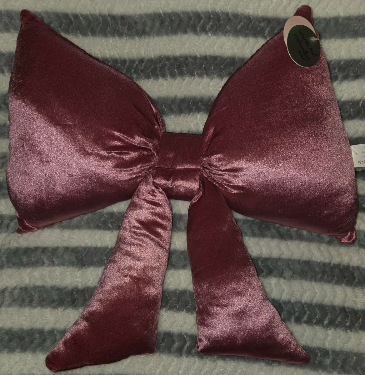 Valentines Snuggle Buddies Pink Velvet Bow PillowIt has a he