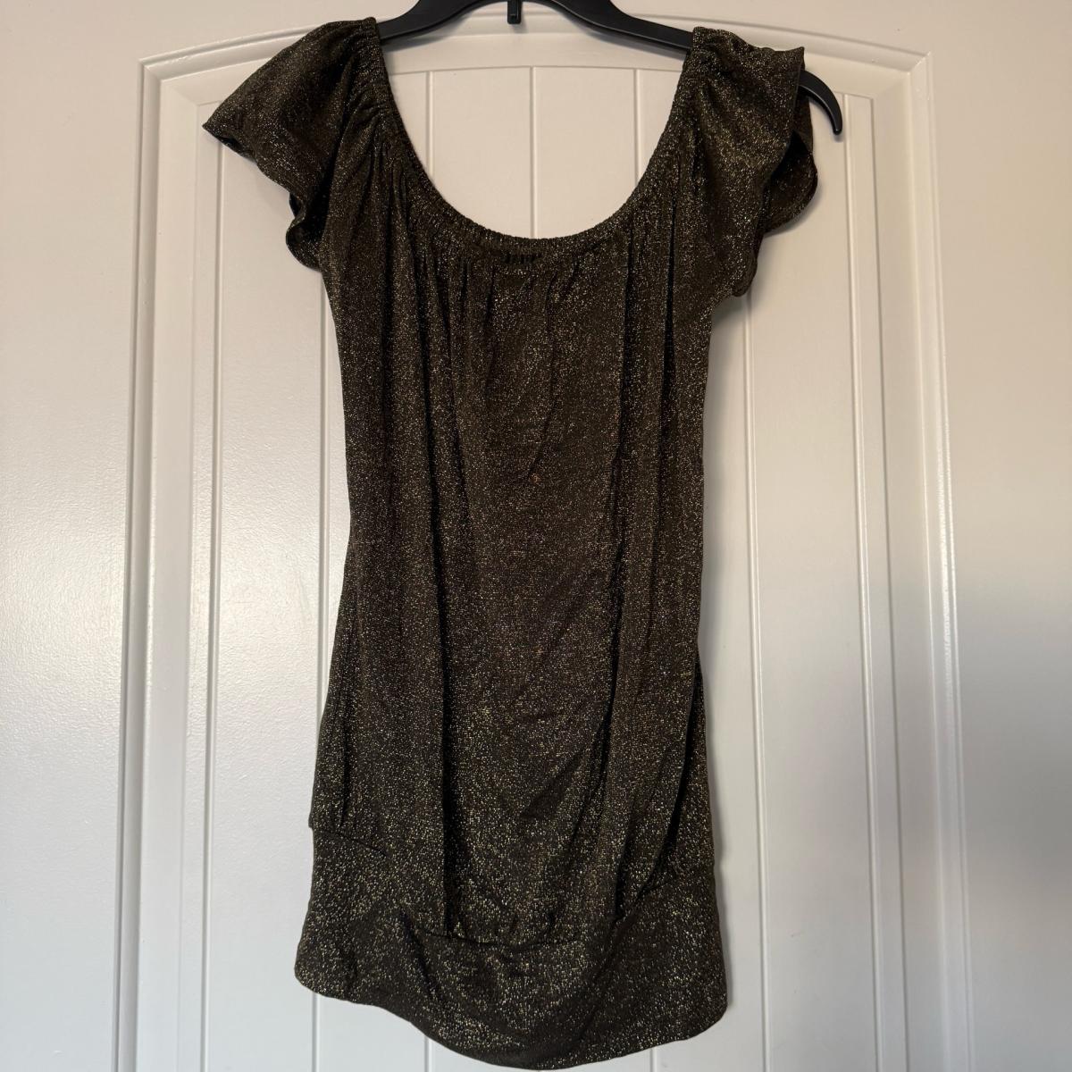 Size Small Gold Shimmer OffShoulder Tunic Top  Blouson Party