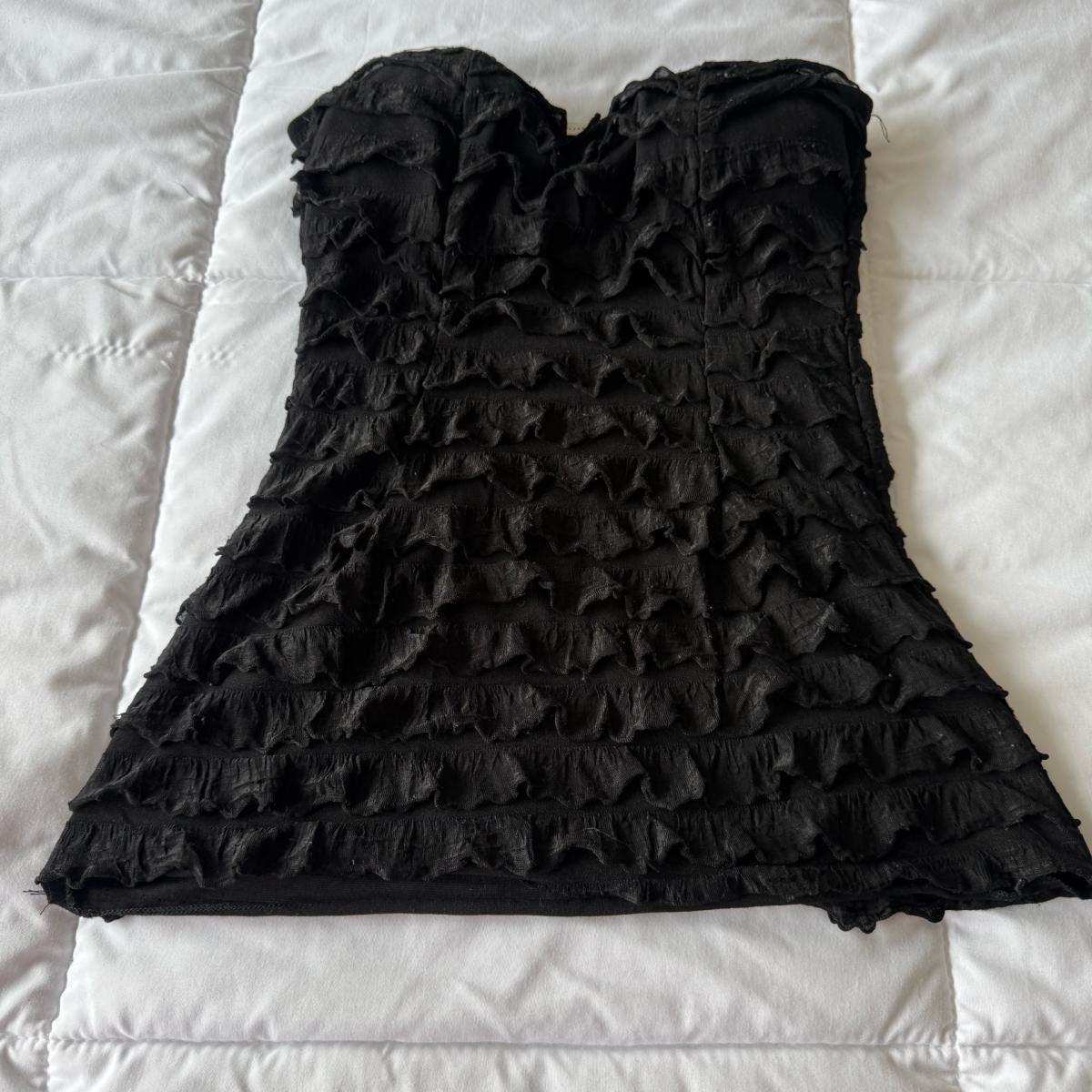 Charlotte Russe Black Strapless Ruffle Bustier Mini Top