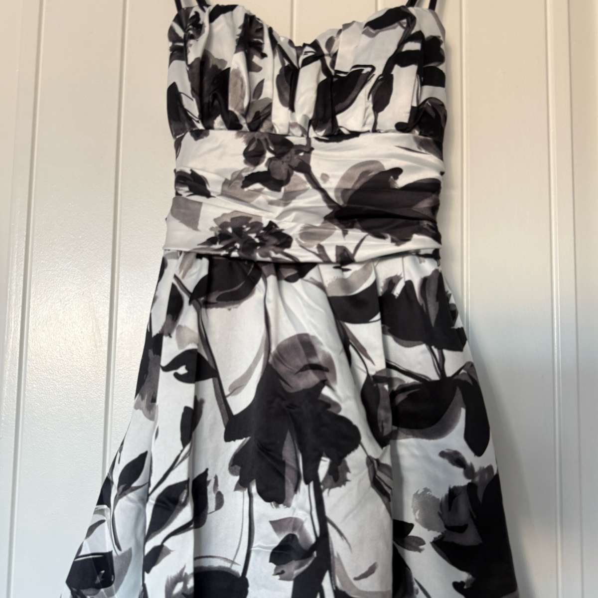 Black  Ivory Floral Padded Cocktail Dress with Bow Back  For