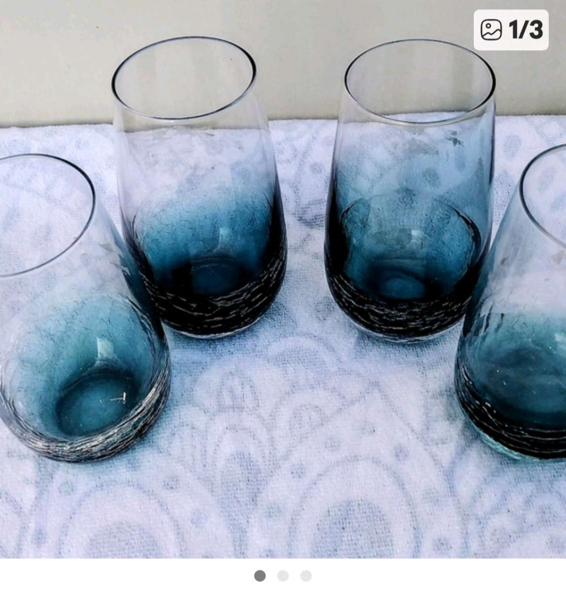 Pier One Teal Blue Crackle Tall