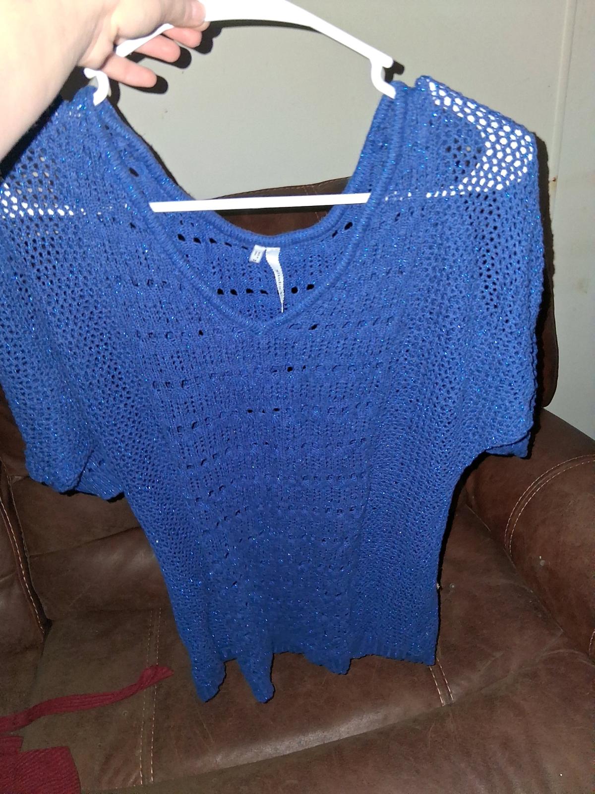 womens studio y blue sparkly long sleeve shirt