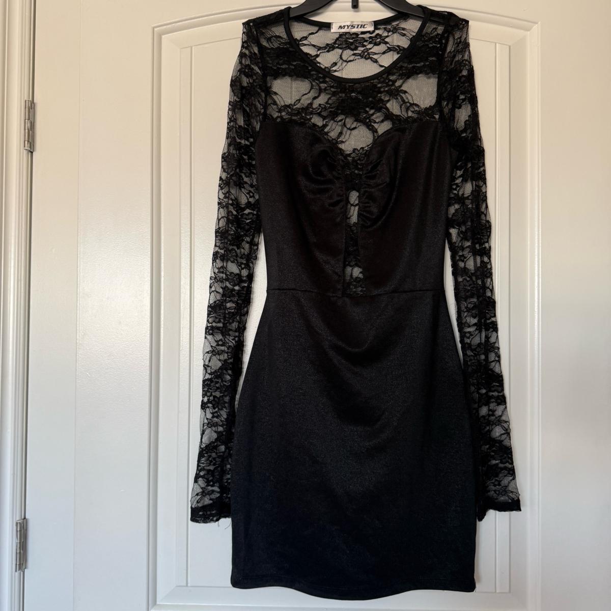 Sheer Lace Back After Dark Mini Dress  Dark Romance Energy