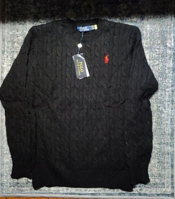 Polo Ralph Lauren Cable Knit Black Sweater Large NWT