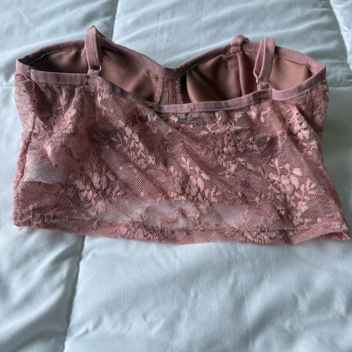 Dusty Rose Lace Longline Bralette  Size Small Papaya