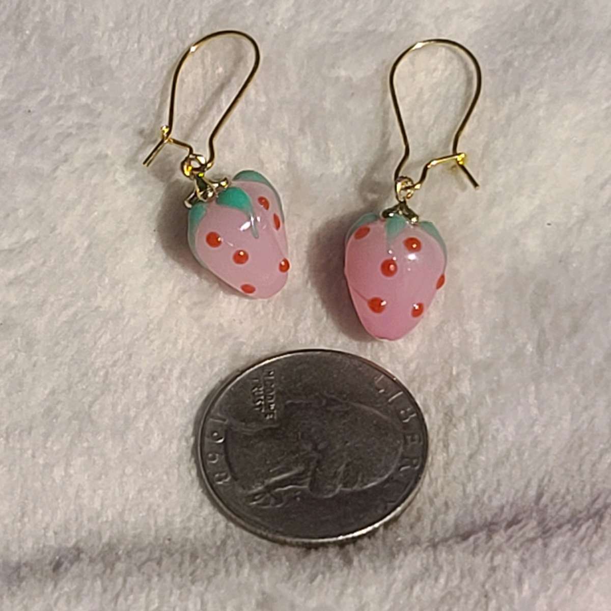 Pink Strawberry Murano Glass Earrings