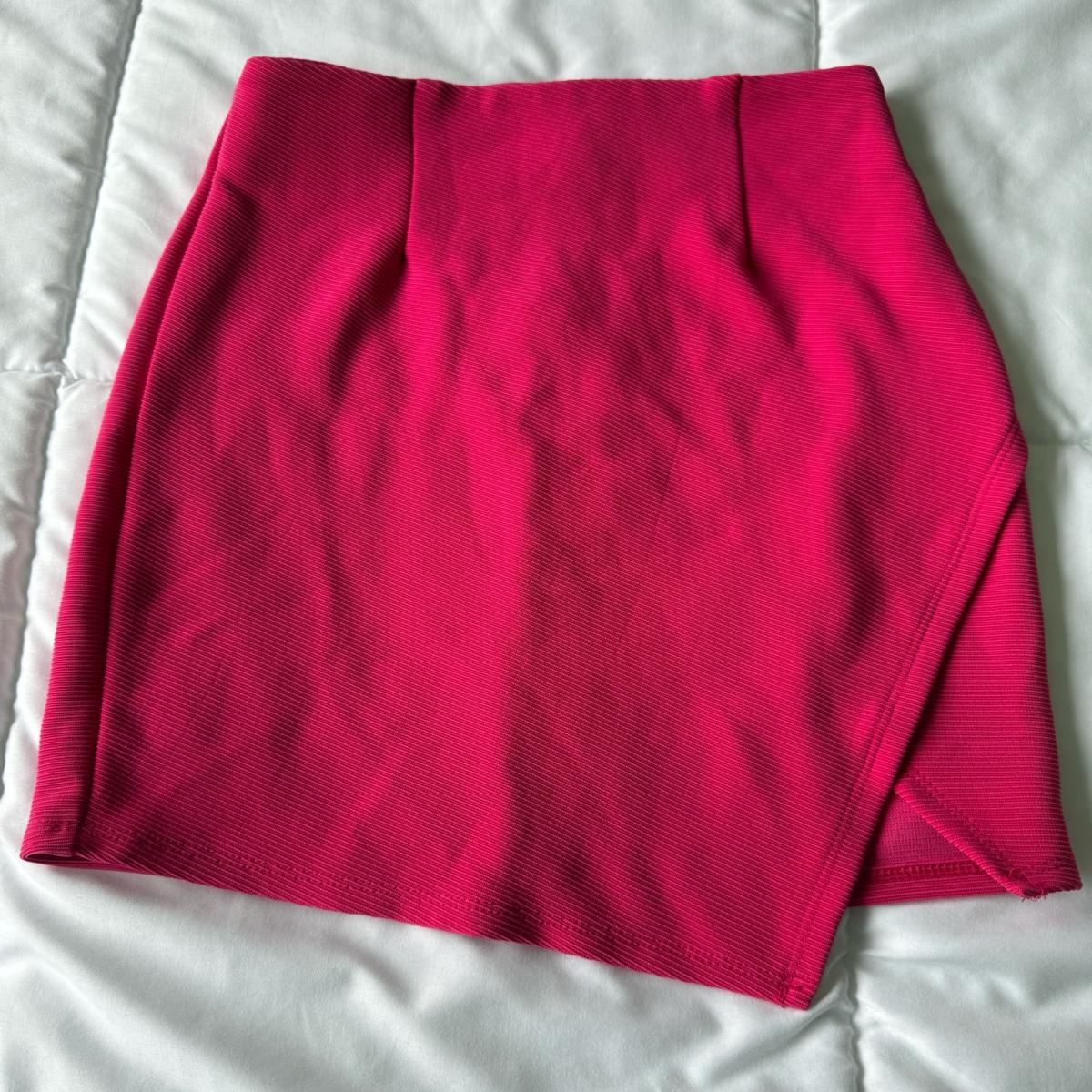 Forever 21 Hot Pink Textured Wrap Mini Skirt  High Waisted