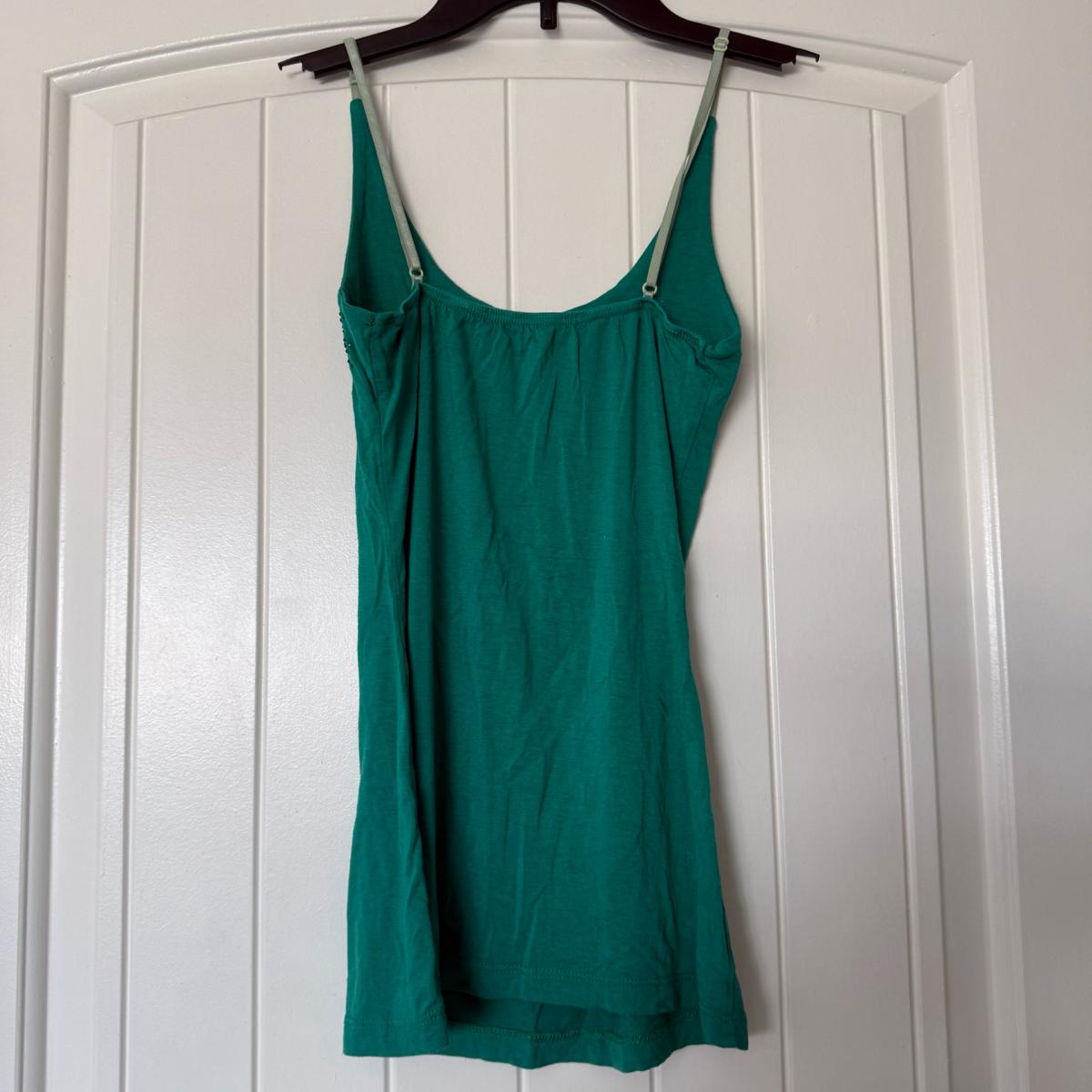 Embellished Teal Green Beaded Camisole Tank Top  Adjustable