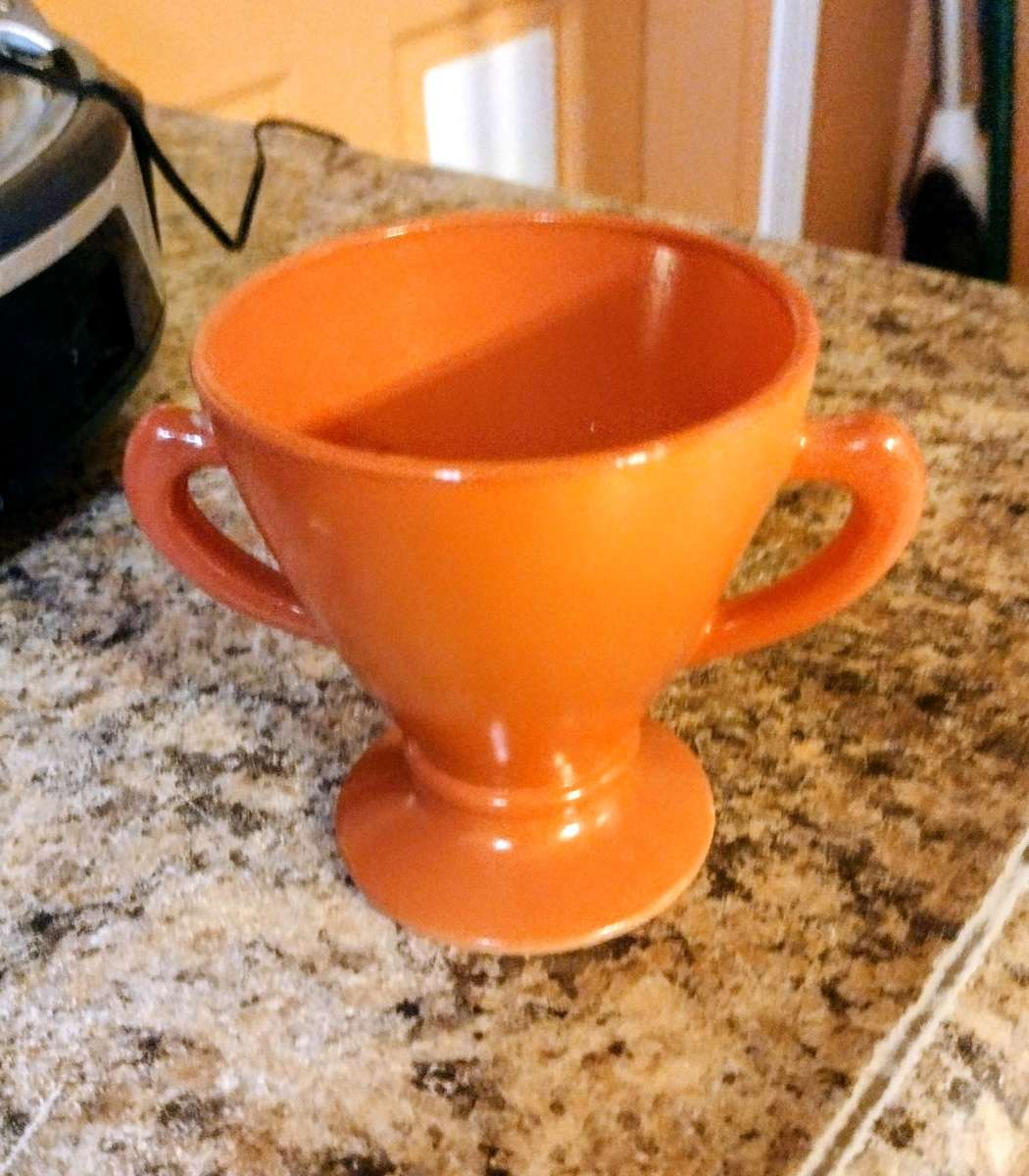 1970 Hazel modern Atlas rust Orange sugar container