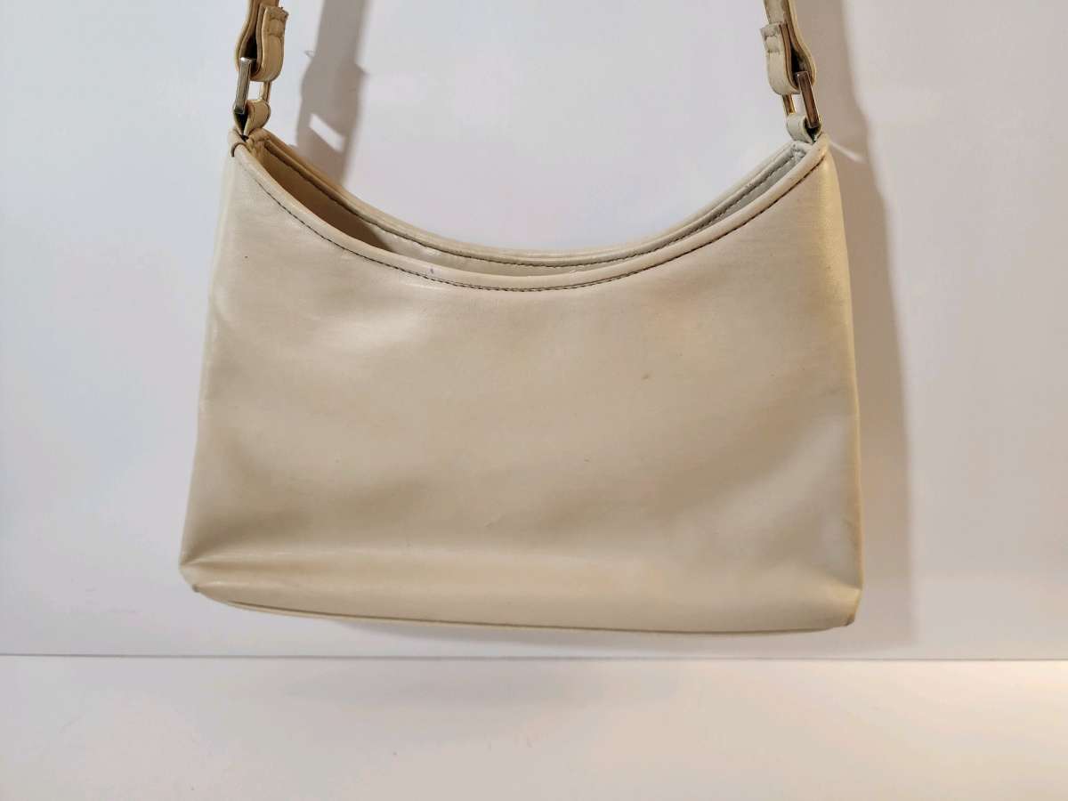 Vintage Liz Claiborne Beige Faux Leather Woven Handbag
