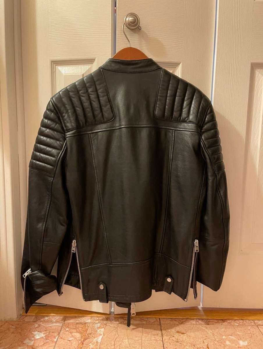Brand New For Men AllSaints Black Leather Biker Jacket  Quil