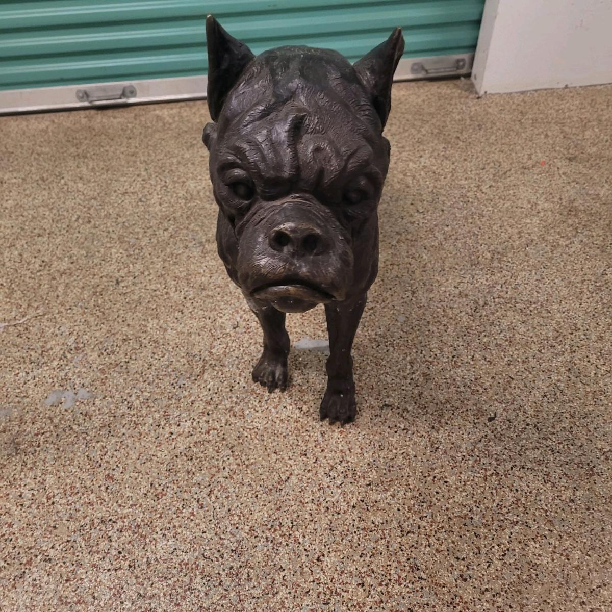Boxer dog solid bronze statue